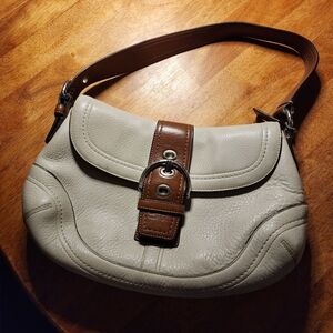 Coach Ivory and Chestnut Leather Shoulder Bag